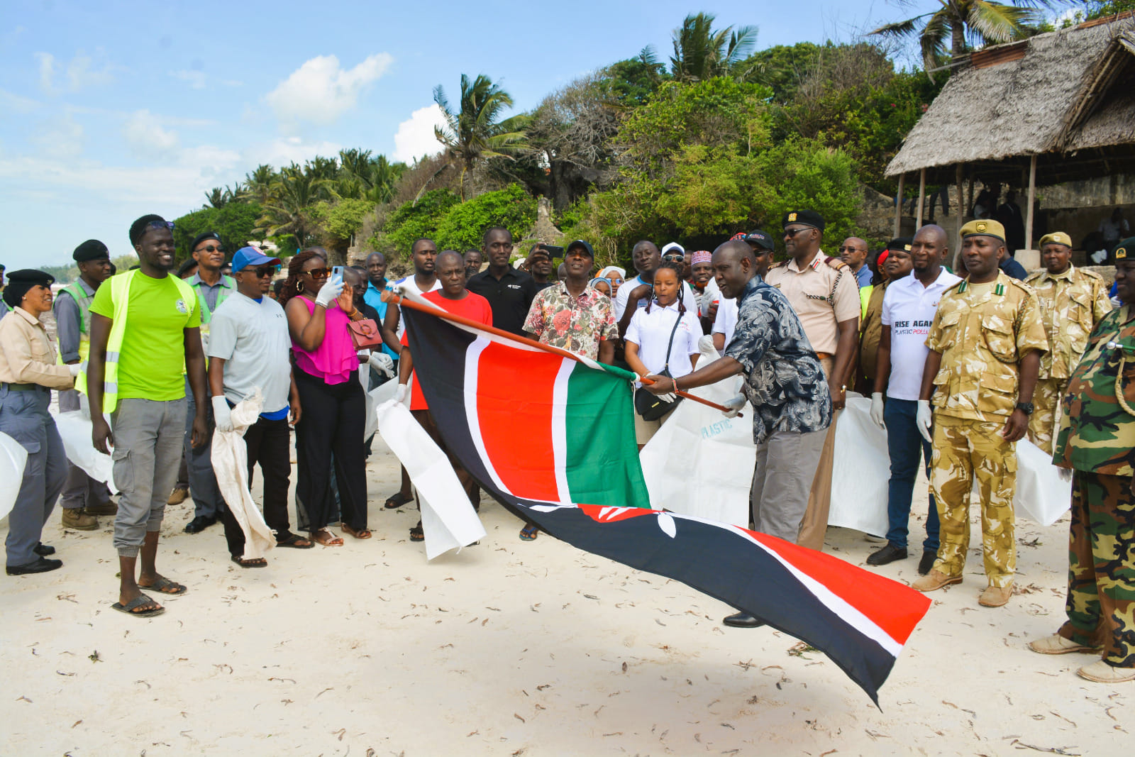 PS Ololtuaa flagging off the beach clean up exercise.